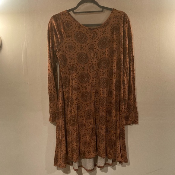 Lorena Rose 2X Dusty Rose Pink Mandala Dress with long sleeves tie neckline - Picture 6 of 6